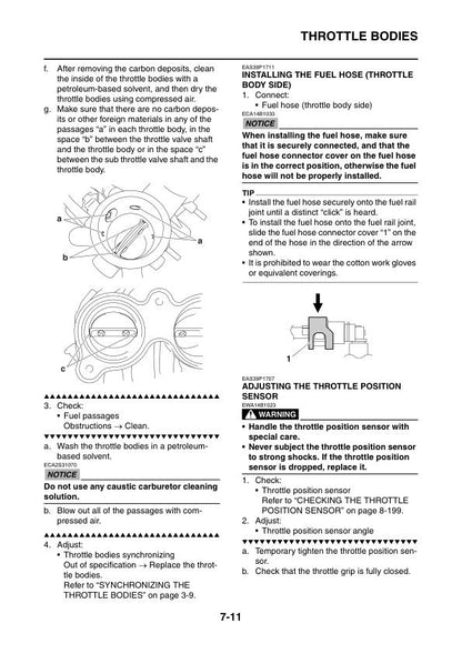 Yamaha FZ8NA Naked FZ8SA Fazer Motorcycle Service Manual sample page from the repair manual