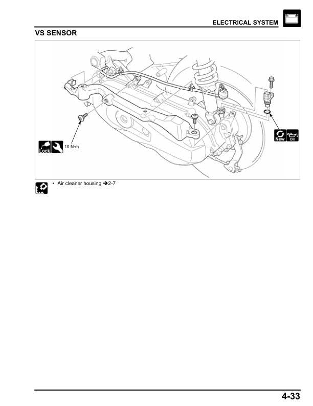 Honda Elite 125 Activa Scooter Service Manual sample page with service data and tables