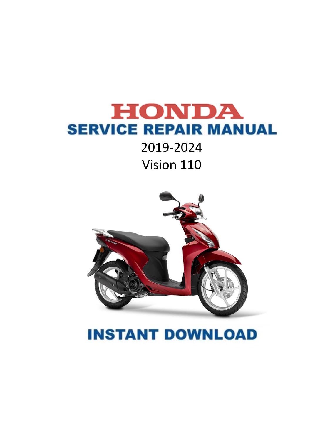 Honda Vision 110 Scooter Service Manual - Service Manual PDF Instant Download