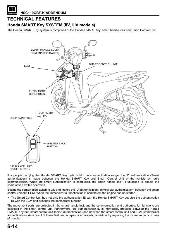 Honda Vision 110 Scooter Service Manual sample page from service manual