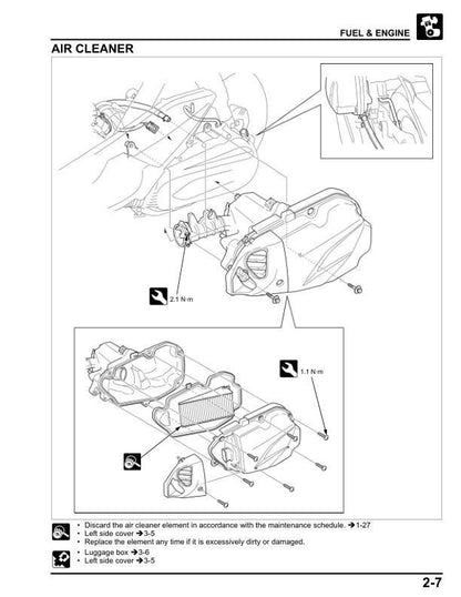 Honda Elite 125 Scooter Service Manual sample page from service manual