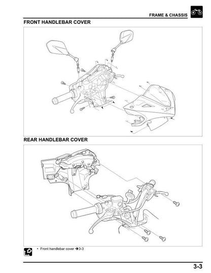 Honda Elite 125 Scooter Service Manual sample page with technical illustrations