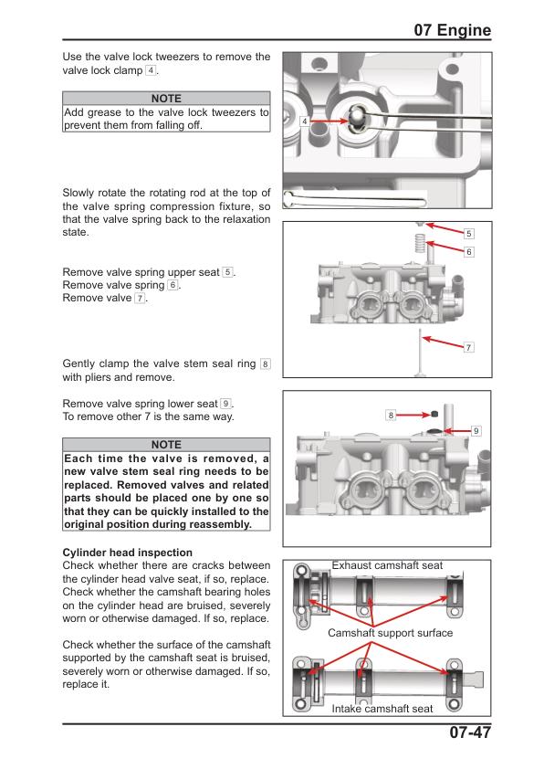 CFMOTO 450SR 450SS Motorcycle Service Repair Manual sample page with technical illustrations