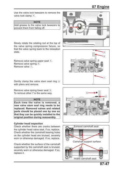 CFMOTO 450SR 450SS Motorcycle Service Repair Manual sample page with technical illustrations