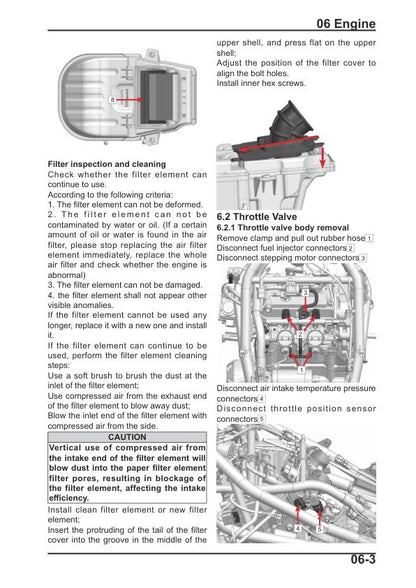 CFMOTO 450SR 450SS Motorcycle Service Repair Manual sample page with diagrams and specifications
