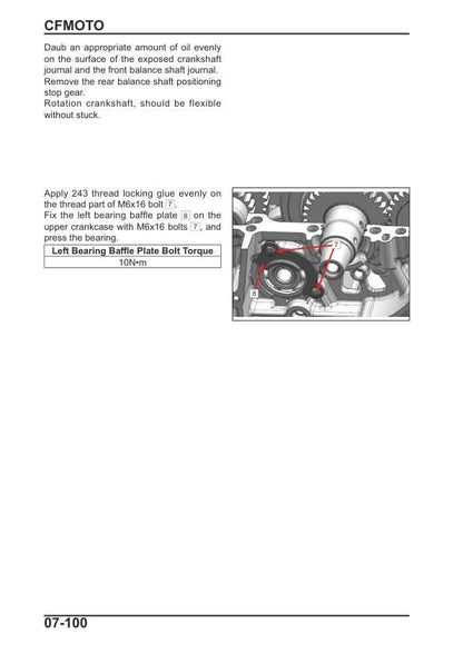 CFMOTO 450SR 450SS Motorcycle Service Repair Manual sample page with service data and tables