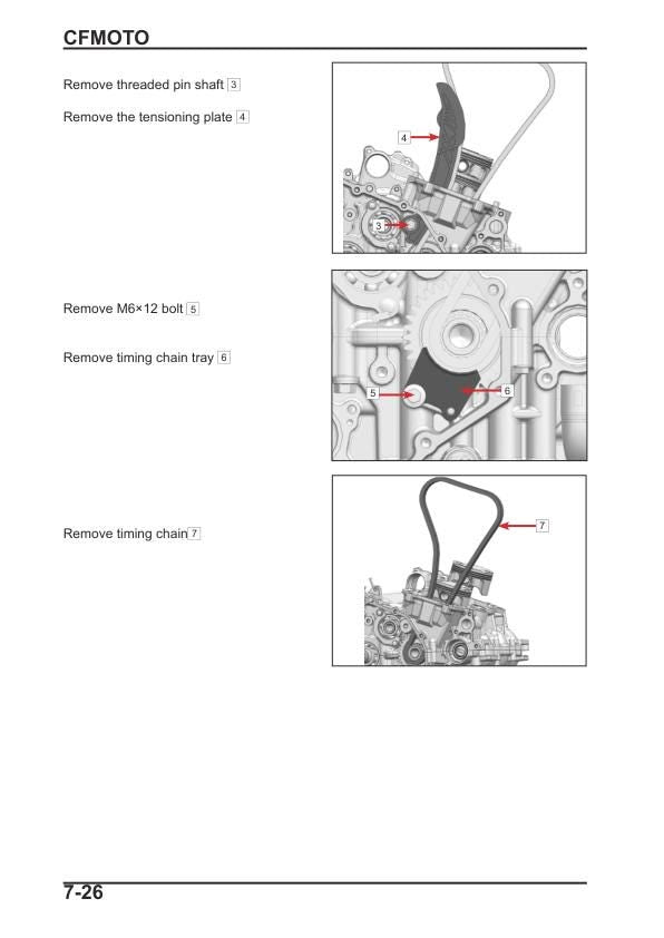 CFMOTO 450SR 450SS CF400-6 Motorcycle Service Repair Manual sample page showing repair procedures