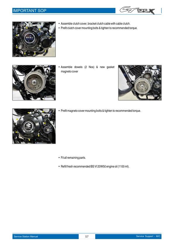 Bajaj CT125X Motorcycle Service Repair Manual sample page showing repair procedures
