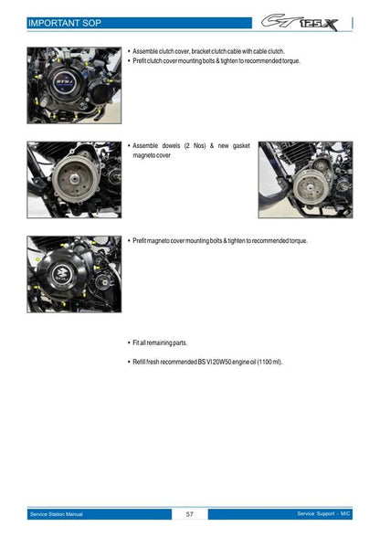 Bajaj CT125X Motorcycle Service Repair Manual sample page showing repair procedures