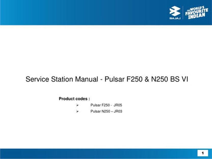 Bajaj Pulsar F250 Motorcycle Service Repair Manual factory service manual title page