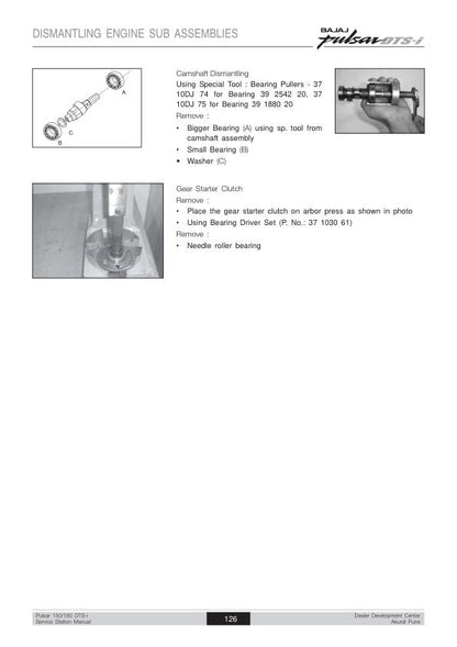 Bajaj Pulsar DTSi Motorcycle Service Repair Manual sample page with technical illustrations