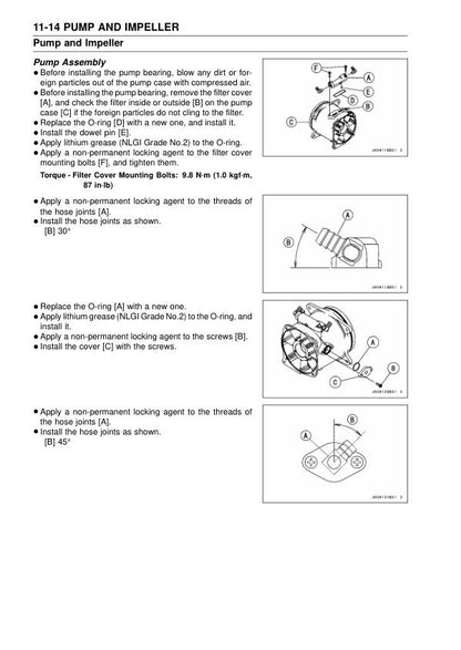 Kawasaki Jetski Ultra 310X LX R Jet Ski Service Manual sample page with service data and tables