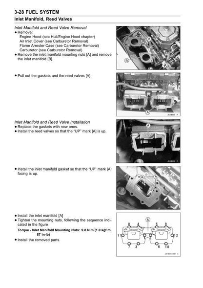 Kawasaki Jetski 800 SX R Jet Ski Service Manual sample page showing repair procedures