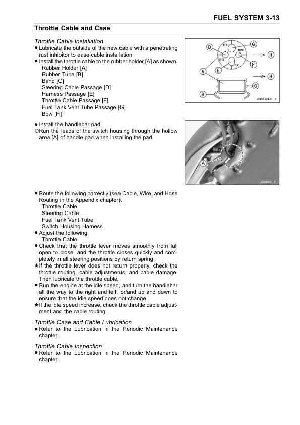 Kawasaki Jetski 800 SX R Jet Ski Service Manual sample page with diagrams and specifications