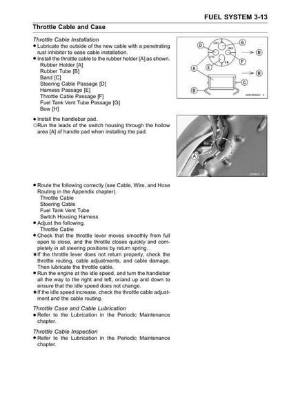 Kawasaki Jetski 800 SX R Jet Ski Service Manual sample page with diagrams and specifications