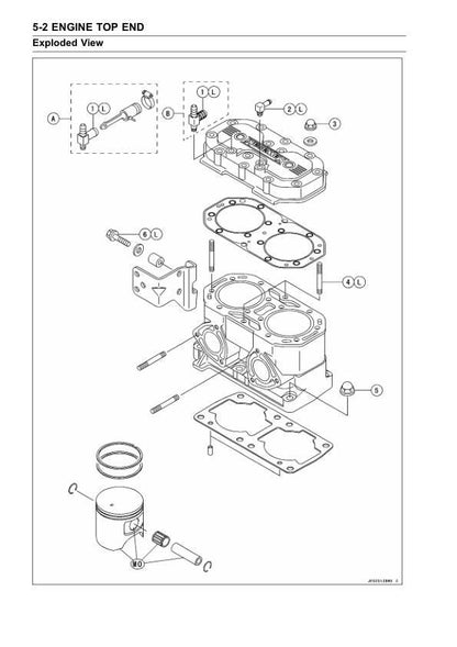 Kawasaki Jetski 800 SX R Jet Ski Service Manual sample page with technical illustrations