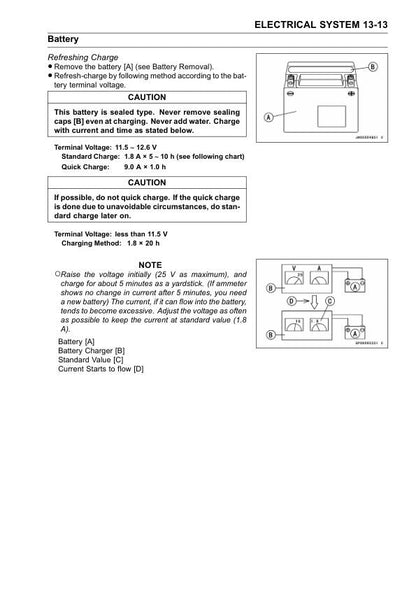Kawasaki Jetski 800 SX R Jet Ski Service Manual sample page with service data and tables