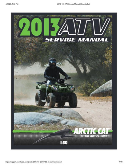 Arctic Cat Arctic Cat 150 ATV Service Manual factory service manual title page