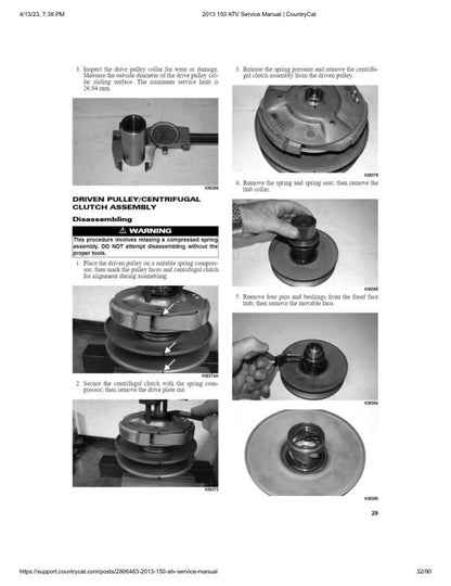 Arctic Cat Arctic Cat 150 ATV Service Manual sample page with diagrams and specifications