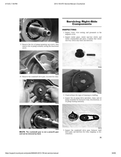 Arctic Cat Arctic Cat 150 ATV Service Manual sample page showing repair procedures