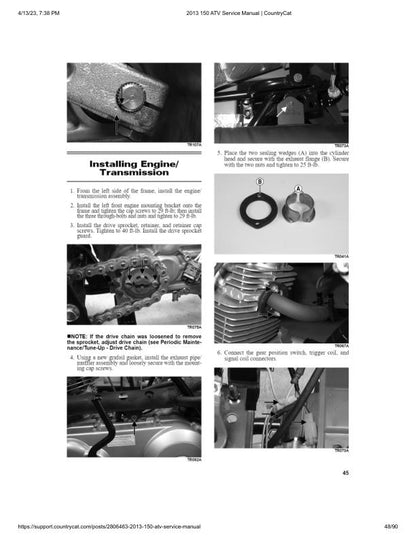 Arctic Cat Arctic Cat 150 ATV Service Manual sample page with technical illustrations