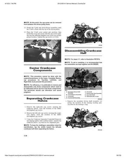 Arctic Cat 650 H1 ATV Service Manual sample page showing repair procedures