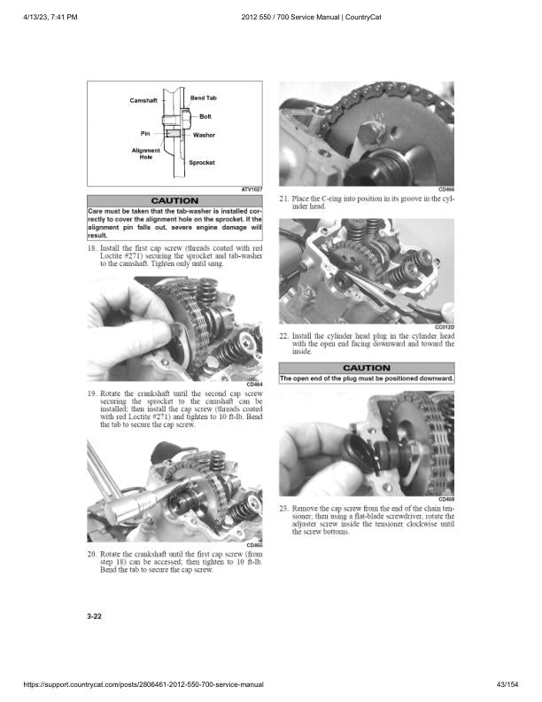 Arctic Cat 550 700 ATV Service Manual sample page with diagrams and specifications
