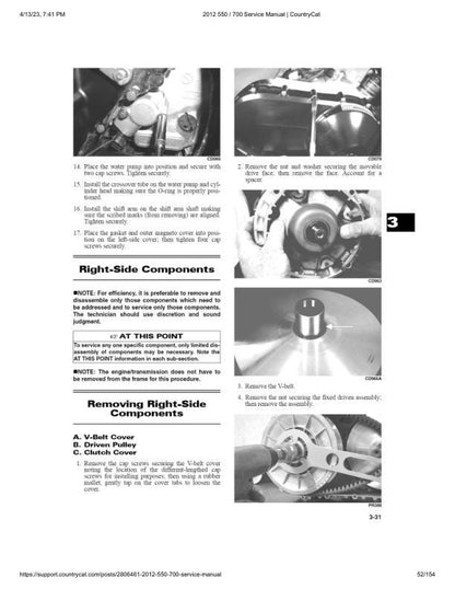 Arctic Cat 550 700 ATV Service Manual sample page showing repair procedures