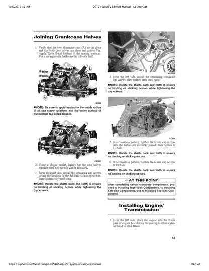 Arctic Cat 450i ATV Service Manual sample page from the repair manual