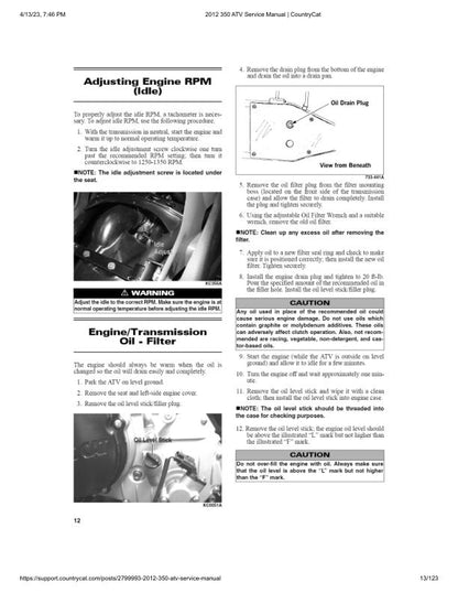 Arctic Cat 350 ATV Service Manual table of contents
