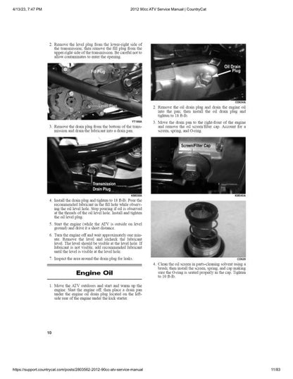 Arctic Cat 90cc ATV Service Manual table of contents