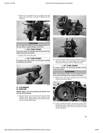 Arctic Cat 90cc ATV Service Manual sample page with diagrams and specifications
