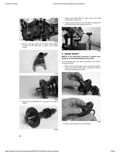 Arctic Cat 90cc ATV Service Manual sample page with technical illustrations