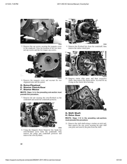 Arctic Cat 450xc ATV Service Manual sample page with diagrams and specifications