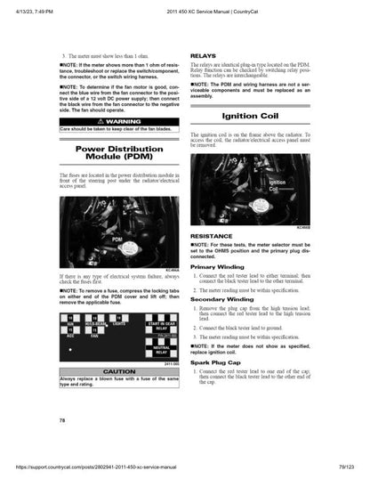 Arctic Cat 450xc ATV Service Manual sample page from the repair manual