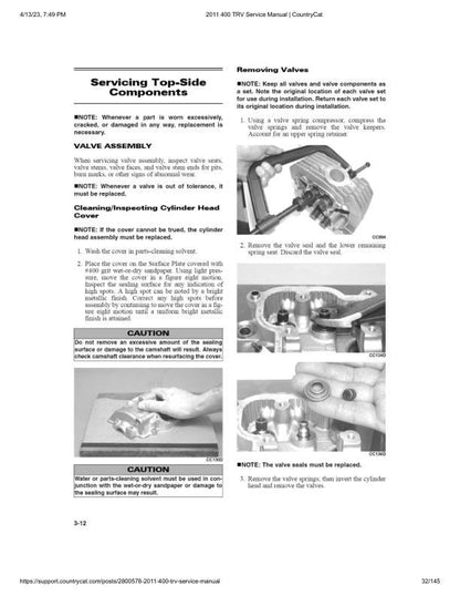 Arctic Cat 400 ATV Service Manual table of contents