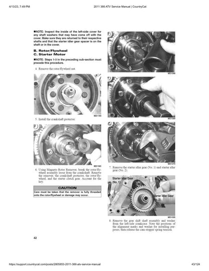 Arctic Cat 366 ATV Service Manual sample page with technical illustrations