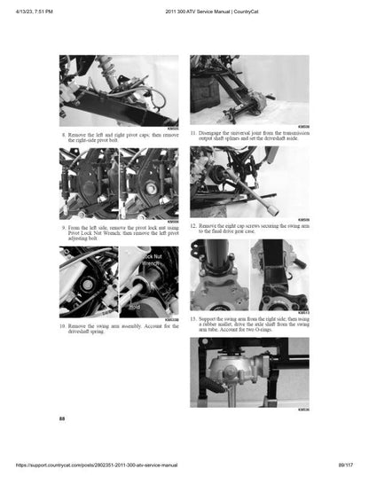 Arctic Cat 300 ATV Service Manual sample page with technical illustrations