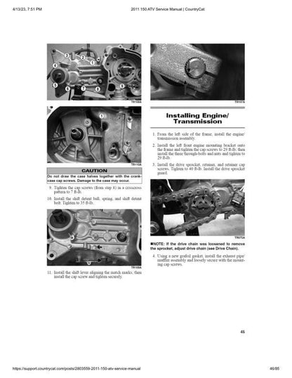 Arctic Cat Arctic Cat 150 ATV Service Manual sample page with service data and tables