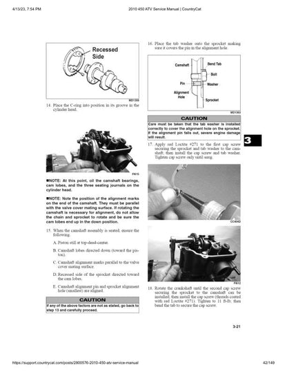 Arctic Cat 450 ATV Service Manual sample page with diagrams and specifications