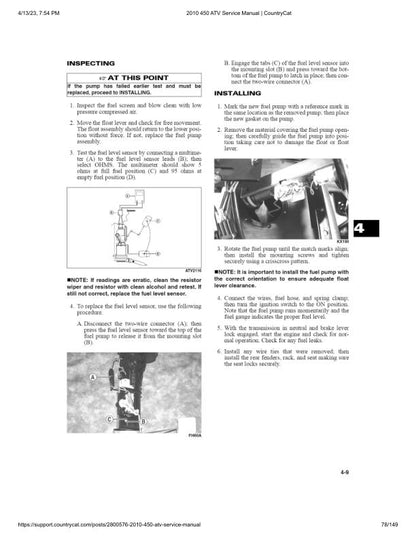 Arctic Cat 450 ATV Service Manual sample page with technical illustrations