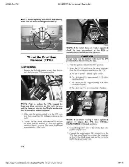Arctic Cat 450 ATV Service Manual sample page from the repair manual