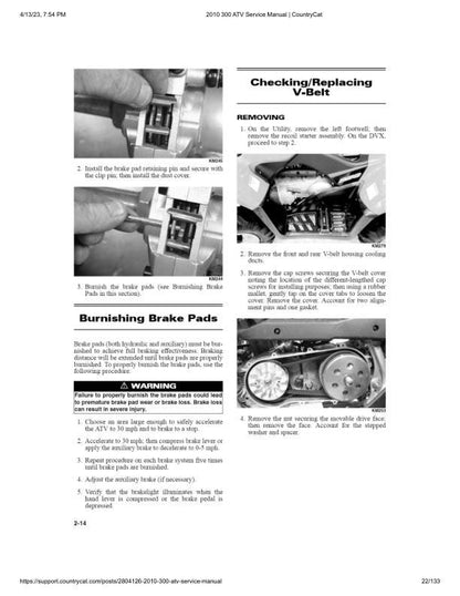 Arctic Cat 300 ATV Service Manual table of contents