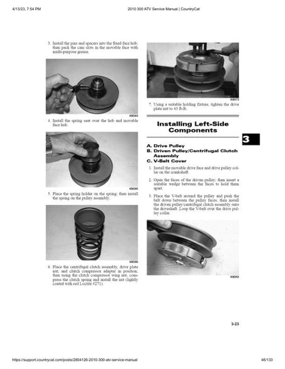 Arctic Cat 300 ATV Service Manual sample page showing repair procedures