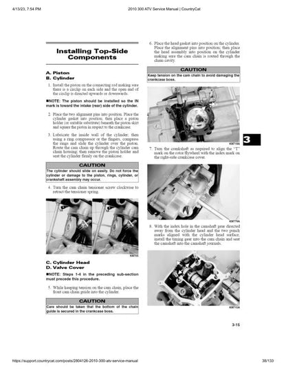Arctic Cat 300 ATV Service Manual sample page with diagrams and specifications