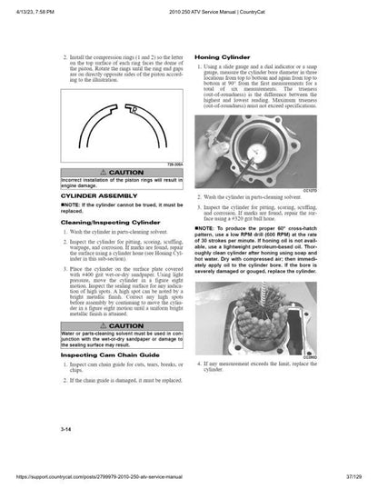 Arctic Cat 250 ATV Service Manual sample page showing repair procedures
