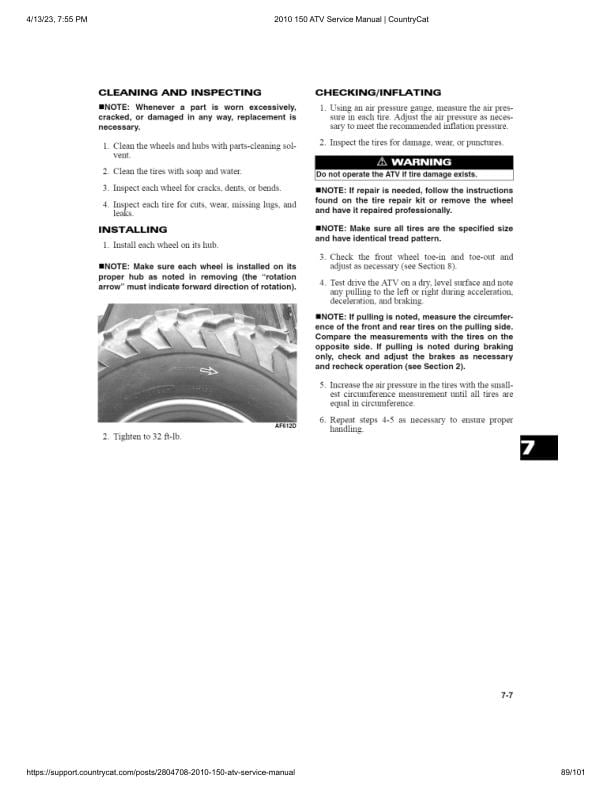 Arctic Cat Arctic Cat 150 ATV Service Manual sample page with technical illustrations