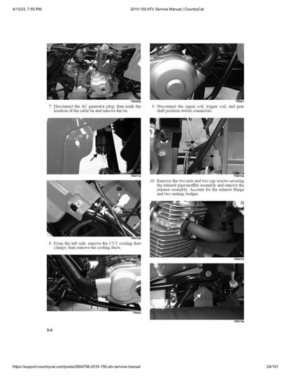 Arctic Cat Arctic Cat 150 ATV Service Manual sample page with diagrams and specifications
