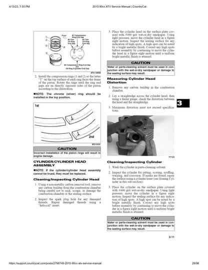 Arctic Cat 90cc ATV Service Manual sample page showing repair procedures