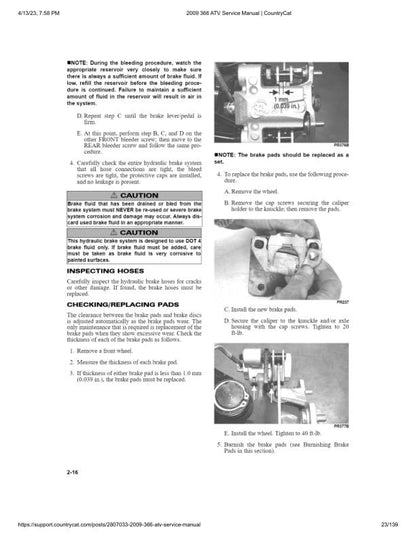 Arctic Cat 366 ATV Service Manual table of contents